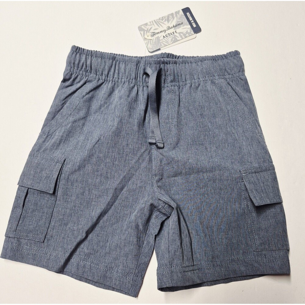 Tommy Bahama Active Boys Size S 5 - 6 Blue Cargo Shorts Drawstring Elastic NWT